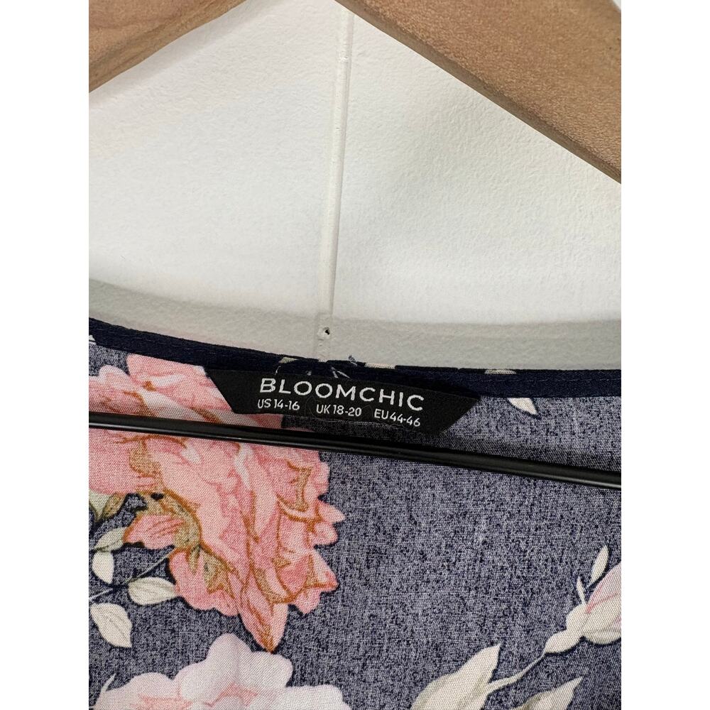 BLOOMCHIC Bloom Ditsy Floral Flutter Sleeve Maxi Dress Plus Size 14 16 Split Leg - Picture 9 of 9
